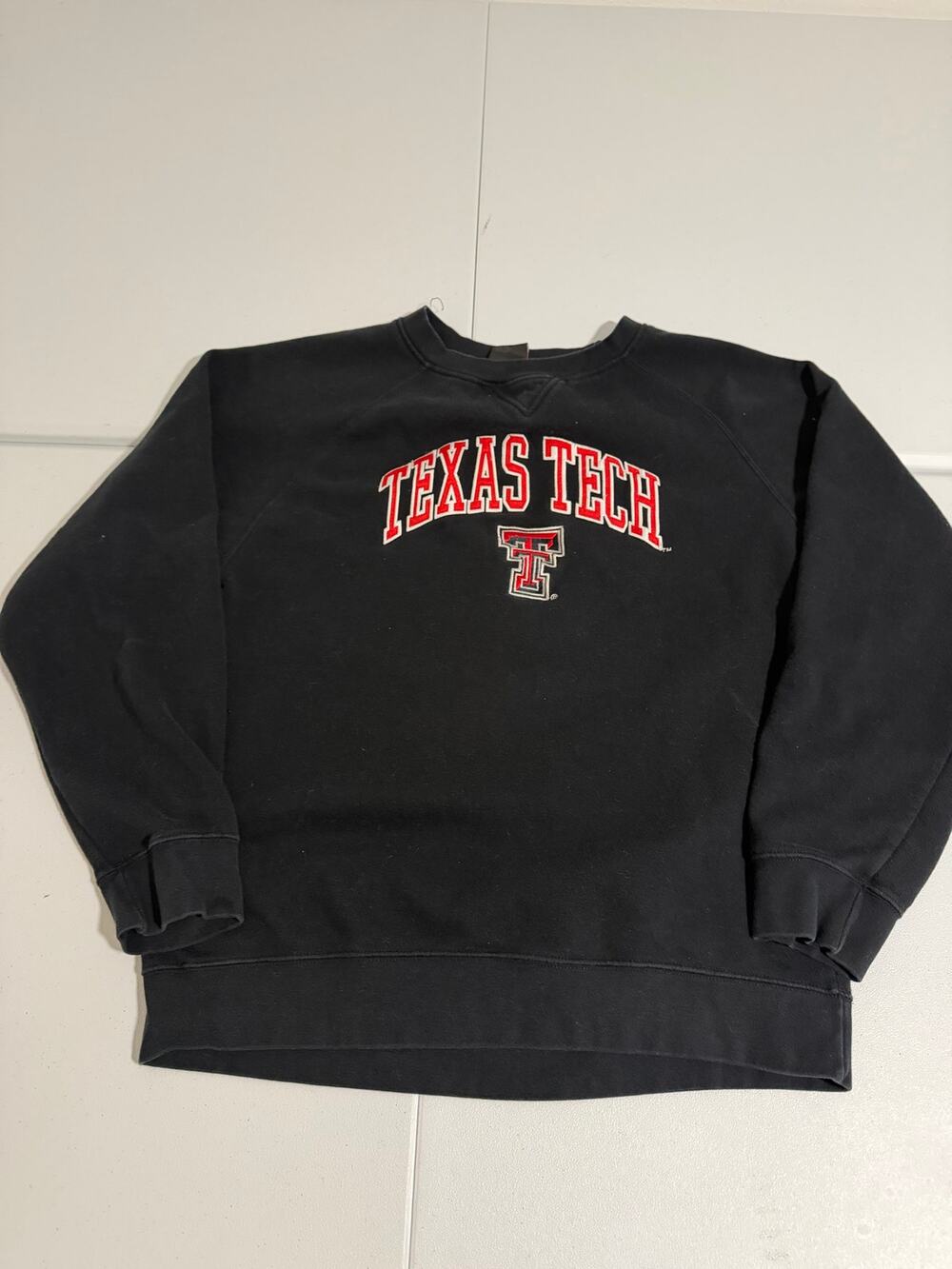 Genuine Stuff Texas Tech Red Raiders Crewneck Sweatshirt Mens Faded Black
